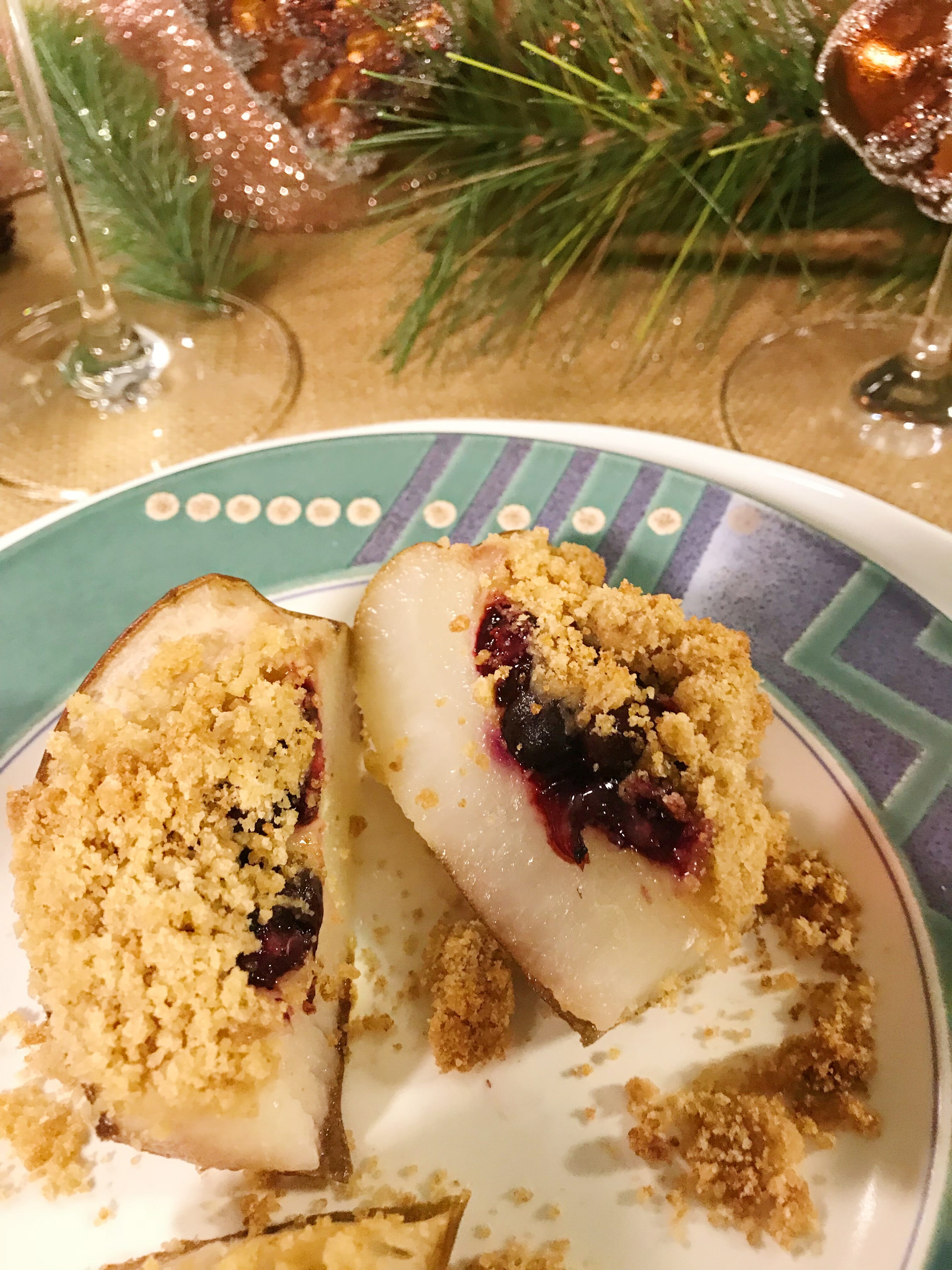 Roasted Pears with Blueberry Crumble - Tanya's Kitchen