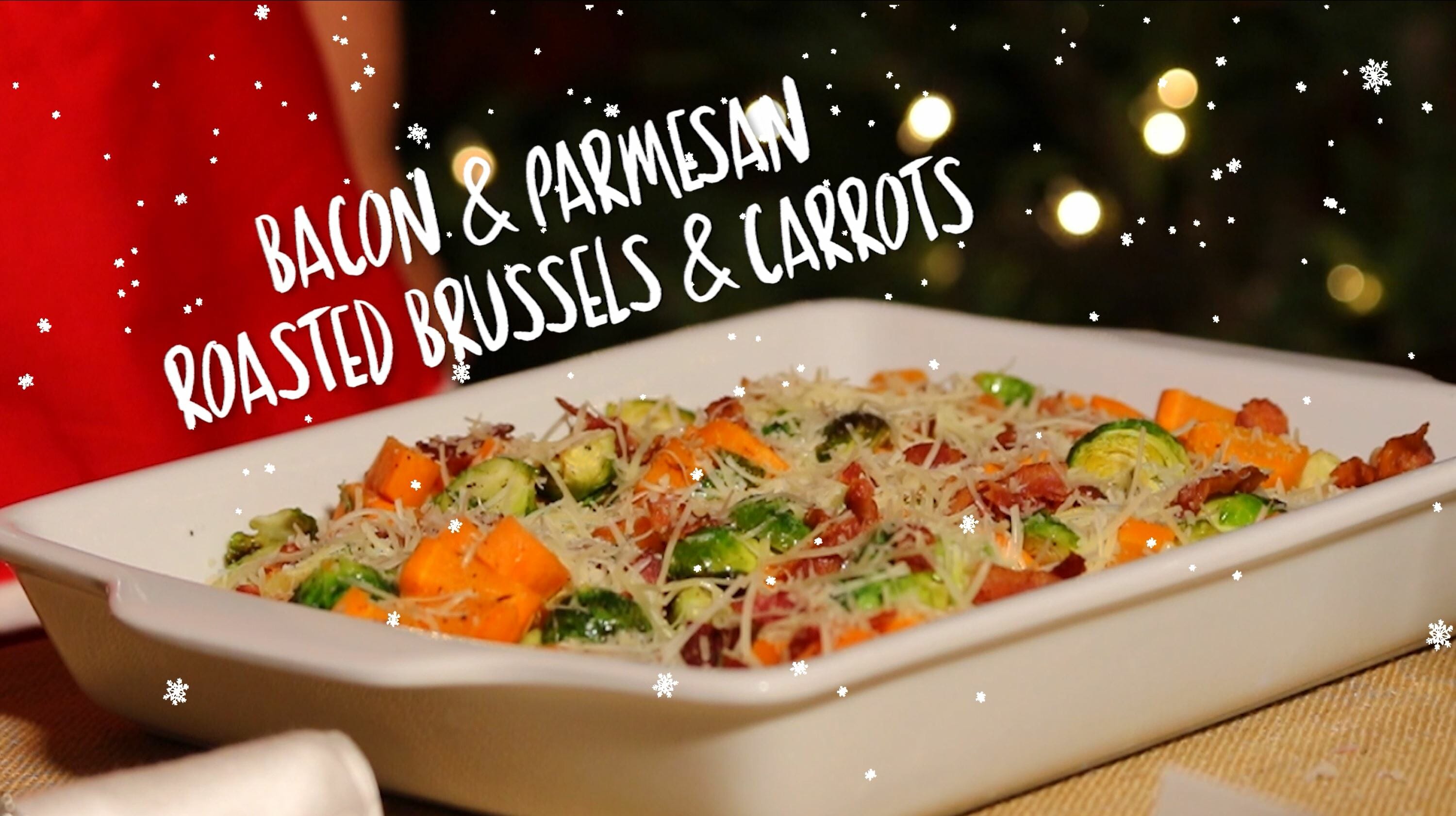 Bacon & Parmesan Roasted Brussels & Carrots - Tanya's Kitchen
